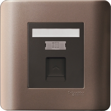 1 Gang Telephone Socket on Shuttered Wallplate, Sliver Bronze