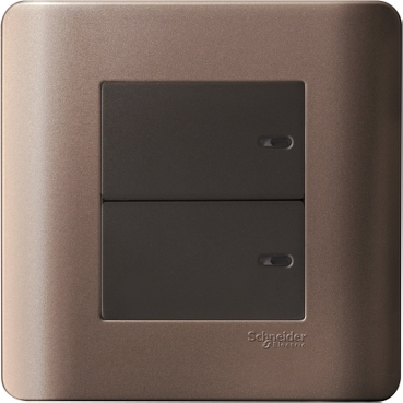 ZENcelo -16AX 2 Gang 2 Way Full-Flat Switch with Ondicator - silver bronze