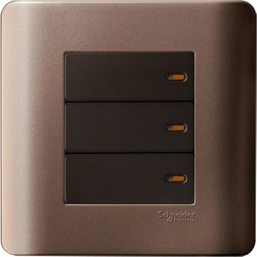 ZENcelo-16AX 20A 3 Gang 1 Way Full-Flat Switch with Ondicator - silver bronze